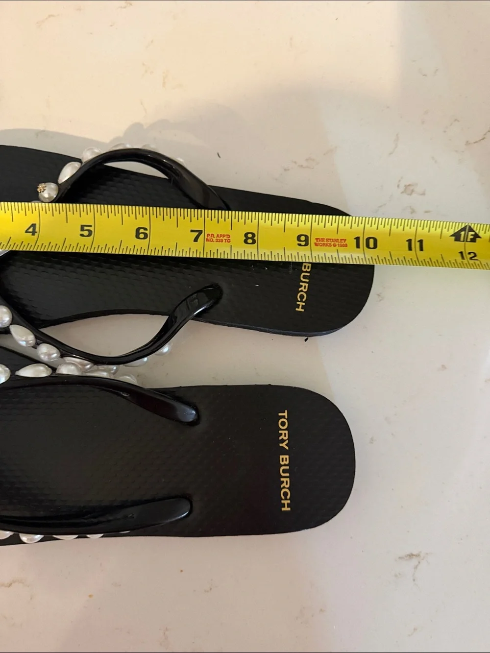 Tory Burch Faux Pearl Flip Flops